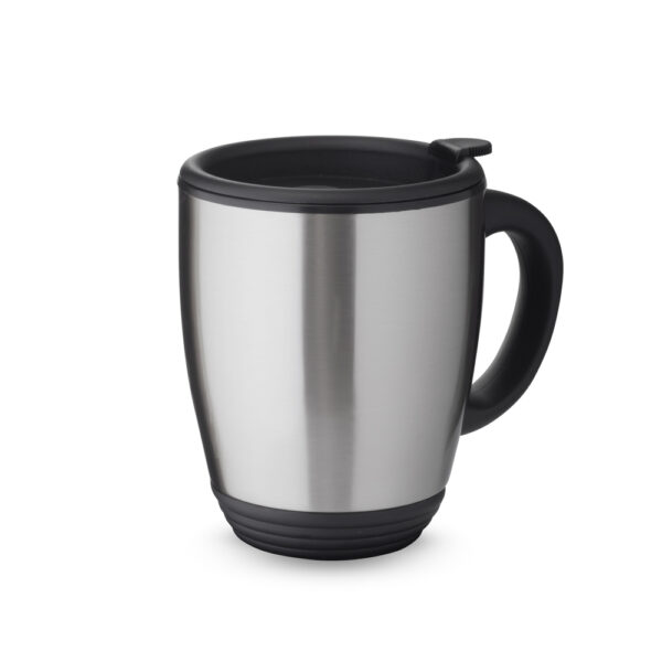 Caneca em aço inox personalizada de 450ml com alça de mão plástica e tampa com vedação - Image 2